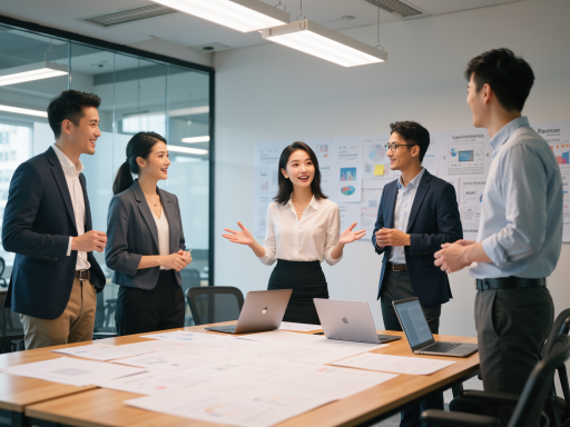 现代化办公环境中团队讨论未来发展规划,会议室场景,专业团队正在制定战略计划